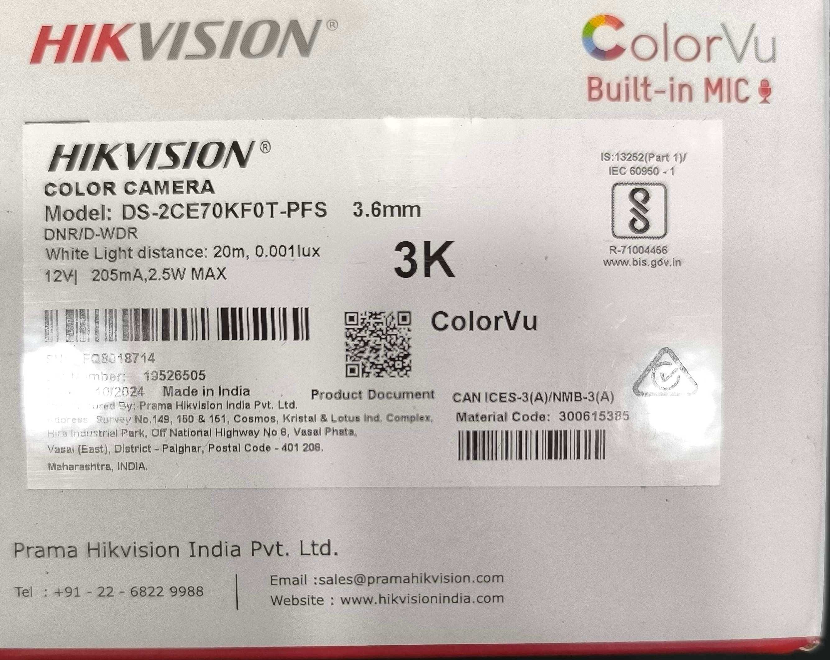 HIKVISION COLOURVU DOME CAMERA